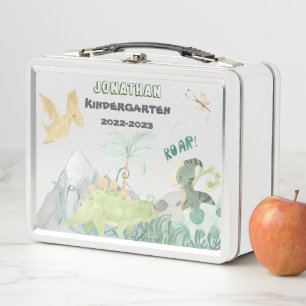 Cute Dinosaur School Metal Lunch Box