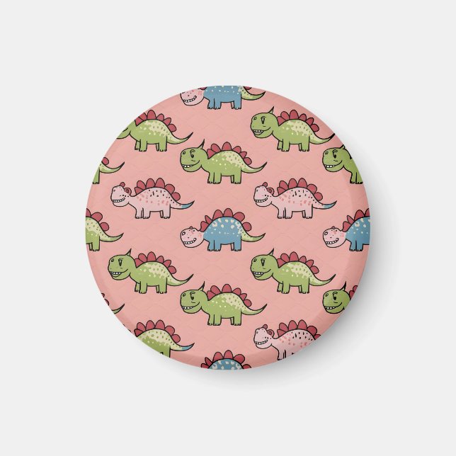 Cute dinosaur seamless pattern magnet (Front)