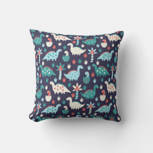 Cute dinosaur seamless pattern throw pillow