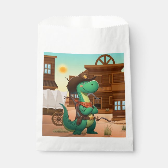 Cute dinosaur sheriff/cowboy  favour bag (Front)