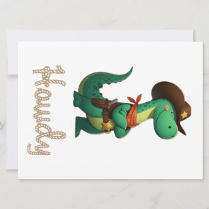 Cute dinosaur sheriff/cowboy holiday card