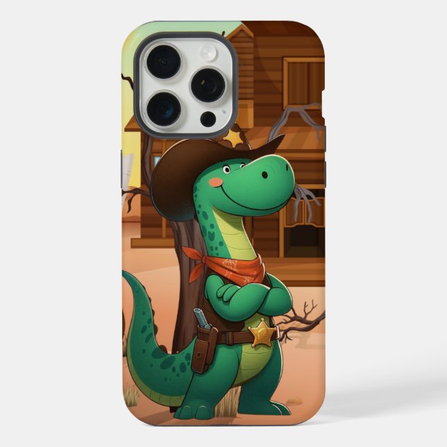 Cute dinosaur sheriff/cowboy  iPhone case (Back)