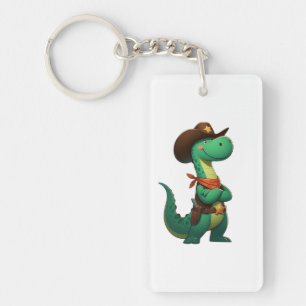 Cute dinosaur sheriff/cowboy keychain