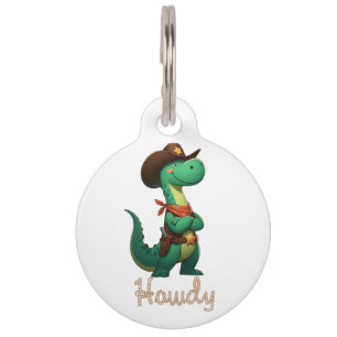 Cute dinosaur sheriff/cowboy pet tag