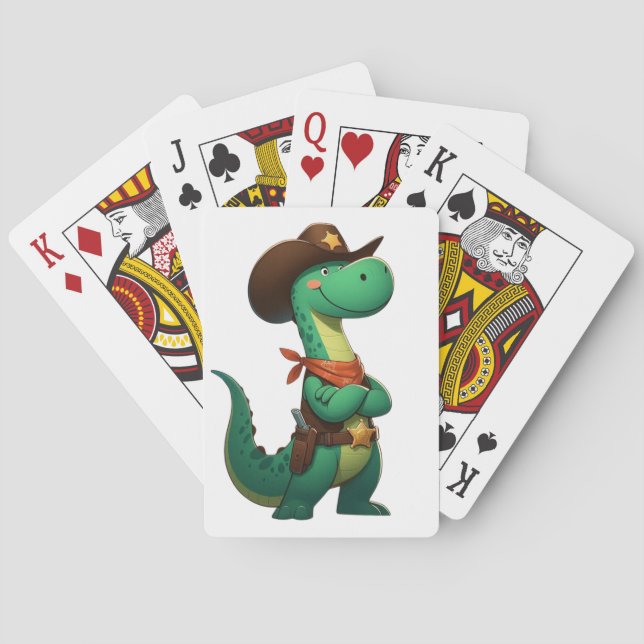 Cute dinosaur sheriff/cowboy  playing cards (Back)