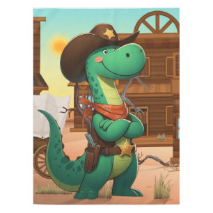 Cute dinosaur sheriff/cowboy tablecloth