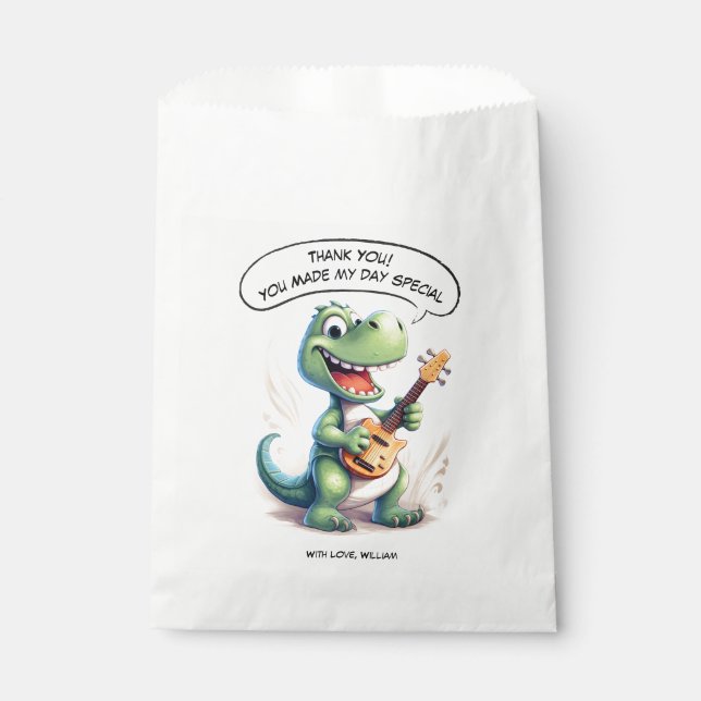 Cute Dinosaur Singing | Dino Music Kids Birthday Favour Bag (Front)