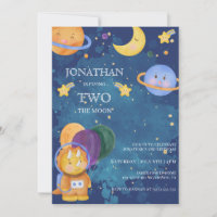 Cute Dinosaur Space Two the Moon Birthday
