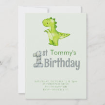 Cute Dinosaur T-REX 1st Birthday Party Boys