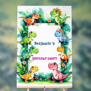 cute Dinosaur T rex Birthday Balloon Party Welcome Acrylic Sign
