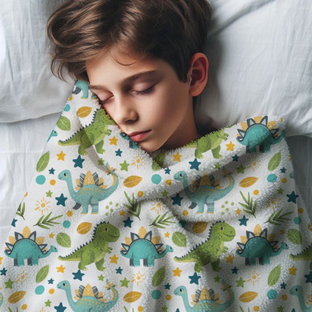 Cute Dinosaur T Rex Cartoon Pattern Name Fleece Blanket (Creator Uploaded)