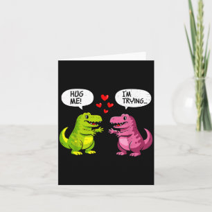 Cute Dinosaur T Rex Hug Valentines Day Couple Boyf Card