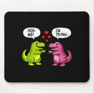 Cute Dinosaur T Rex Hug Valentines Day Couple Boyf Mouse Pad