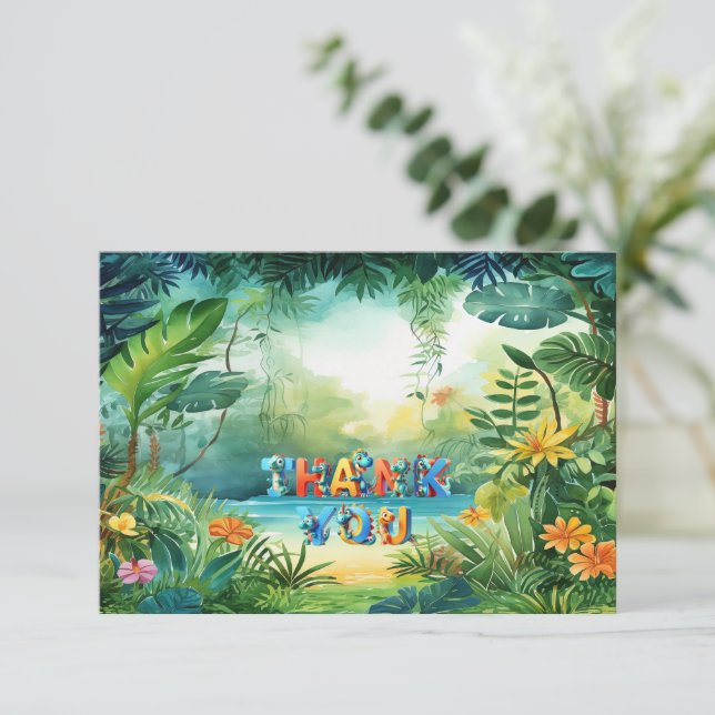 Cute Dinosaur Thank You Card (Standing Front)