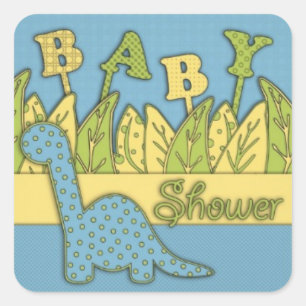 Cute Dinosaur Theme Baby Shower Square Sticker