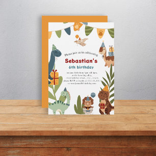 Cute dinosaur themed birthday Invitation