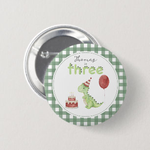 Cute Dinosaur Three-rex Birthday 2 Inch Round Button