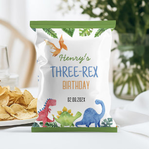 Cute Dinosaur Three-rex Birthday Chip Bag Wrapper
