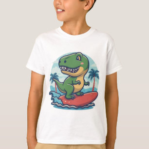 Cute dinosaur trex surfing T-Shirt