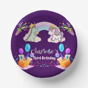 Cute Dinosaur Unicorn rainbow Balloon birthday  Paper Plate