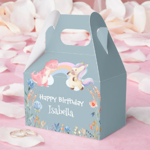 Cute Dinosaur Unicorn rainbow Flower birthday kids Favor Box
