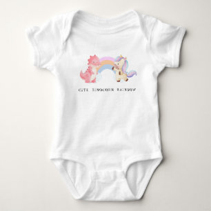 Cute Dinosaur Unicorn rainbow pastel birthday  Baby Bodysuit