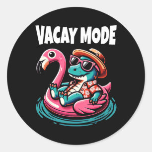 Cute Dinosaur Vacay Mode Funny Family Vacation Kid Classic Round Sticker