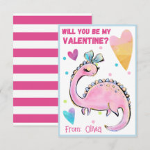 Cute Dinosaur Valentine Card for Kids Be Mine