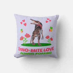 Cute Dinosaur Valentine for Kids Throw Pillow