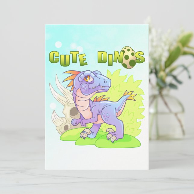 cute dinosaur velociraptor thank you card (Standing Front)