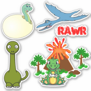 Cute dinosaur volcano island bird egg