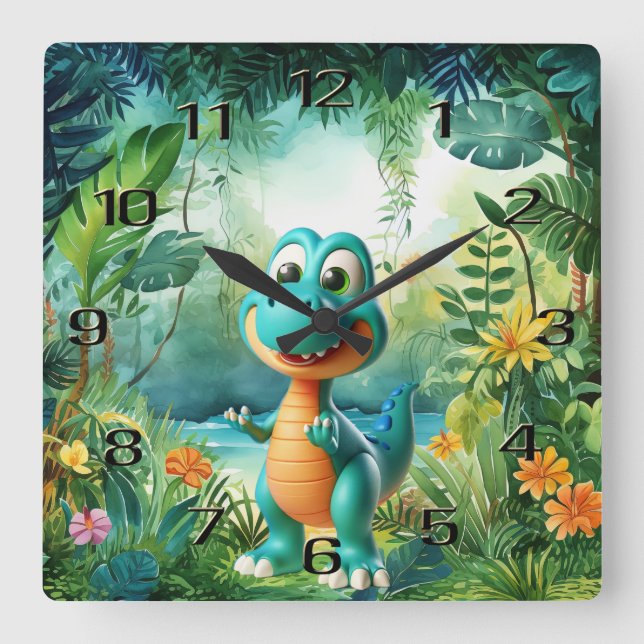 Cute Dinosaur Wall Clock (Front)
