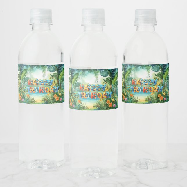 Cute Dinosaur Water Bottle Label (Bottles)
