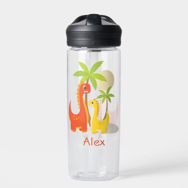 Cute Dinosaur Water Bottle with Personalized Name (Front)