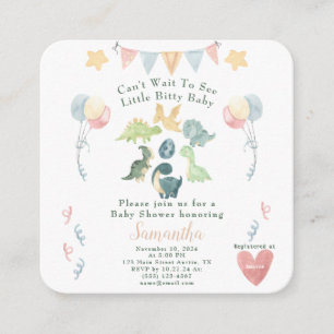 Cute Dinosaur Watercolor Baby Shower Details Enclosure Card