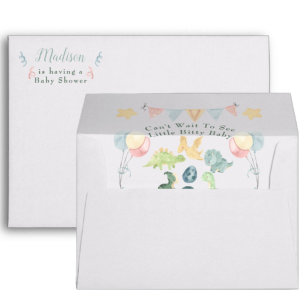 Cute Dinosaur Watercolor Baby Shower Envelope