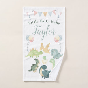 Cute Dinosaur Watercolor Personalized Baby Hand Towel