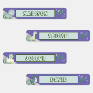 Cute Dinosaur Waterproof Name Set 2 Light Purple