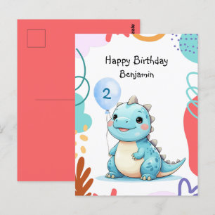 Cute Dinosaur wild Boy Happy birthday party Postcard