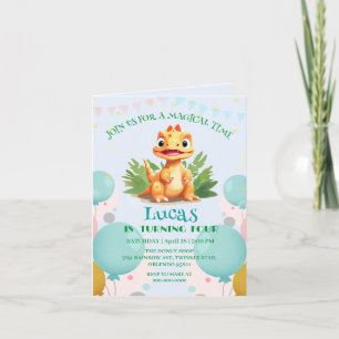 Cute dinosaur wild jungle zoo Birthday party boys Invitation