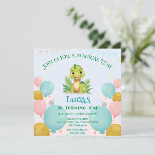 Cute dinosaur wild jungle zoo Birthday party boys Invitation