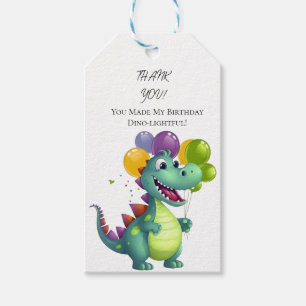 Cute Dinosaur with Balloons 1st Birthday Gift Tag