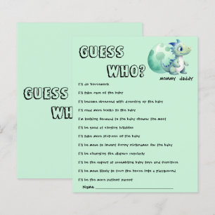 Cute Dinosaur with Egg Baby Shower Guess Who Game