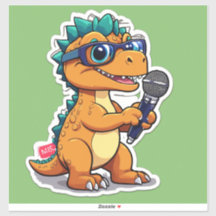Cute Dinosaur with Glasses Holding an Interview Mi