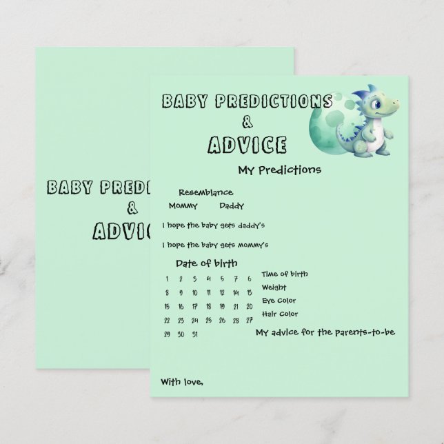 Cute Dinosaur with Its Egg Baby Shower Game Flyer (Front/Back)