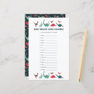 Cute Dinosaur Word Scramble Baby Shower Game