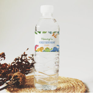 Cute Dinosaures Anniversaire Étiquette de bouteill