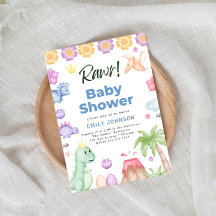 Cute Dinosaures Boy Baby shower Invitation