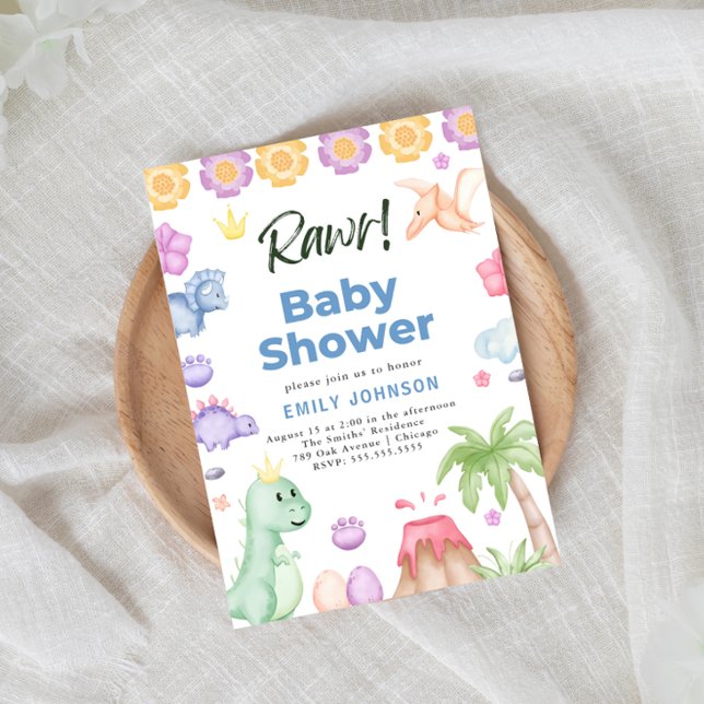 Cute Dinosaures Boy Baby shower Invitation (Créateur téléchargé)