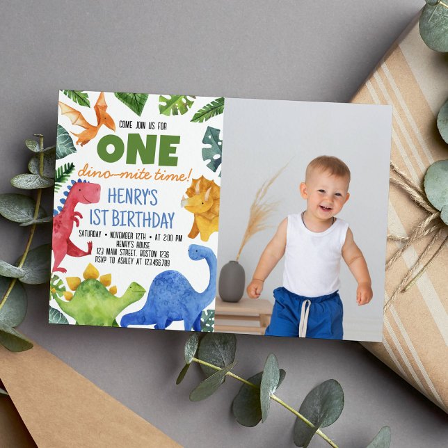 Cute Dinosaures Boy Invitation Anniversaire (Créateur téléchargé)